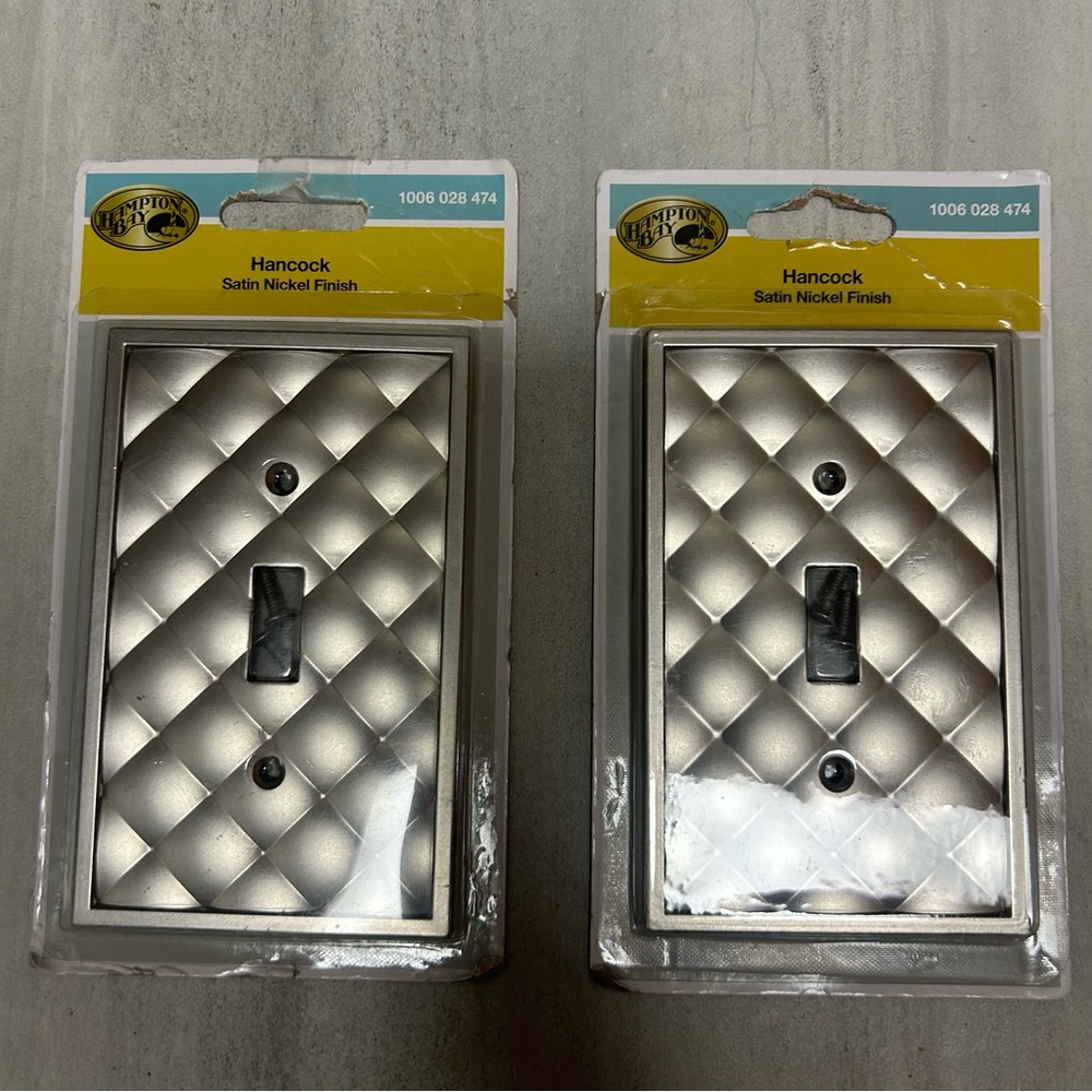 Hampton Bay Light Switch Cover Plate Satin Nickel Lot of 2